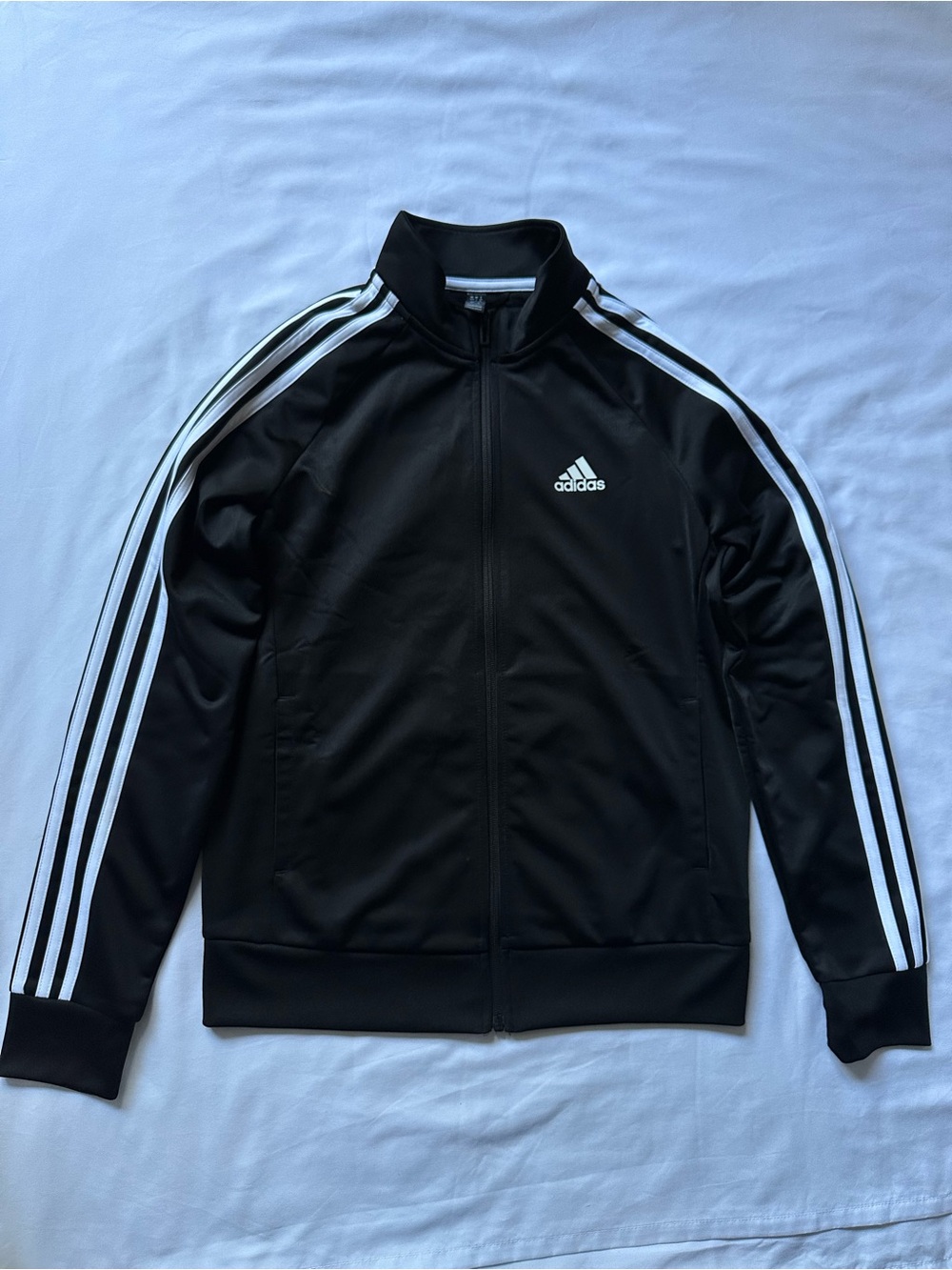 adidas Black Track Jacket with White Three-Stripes